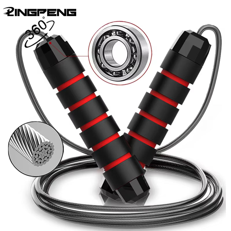 Adjustable Tangle-Free Speed Jump Rope with Ball Bearings and Foam Handles for Home Fitness and Body Slimming Workouts