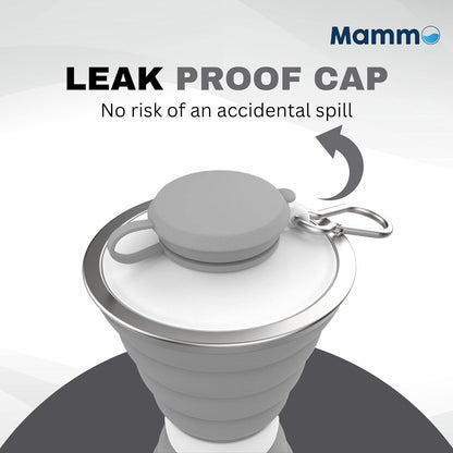 MAMMO Collapsible Water Bottle - 500Ml Foldable Water Bottle BPA Free Soft Flask