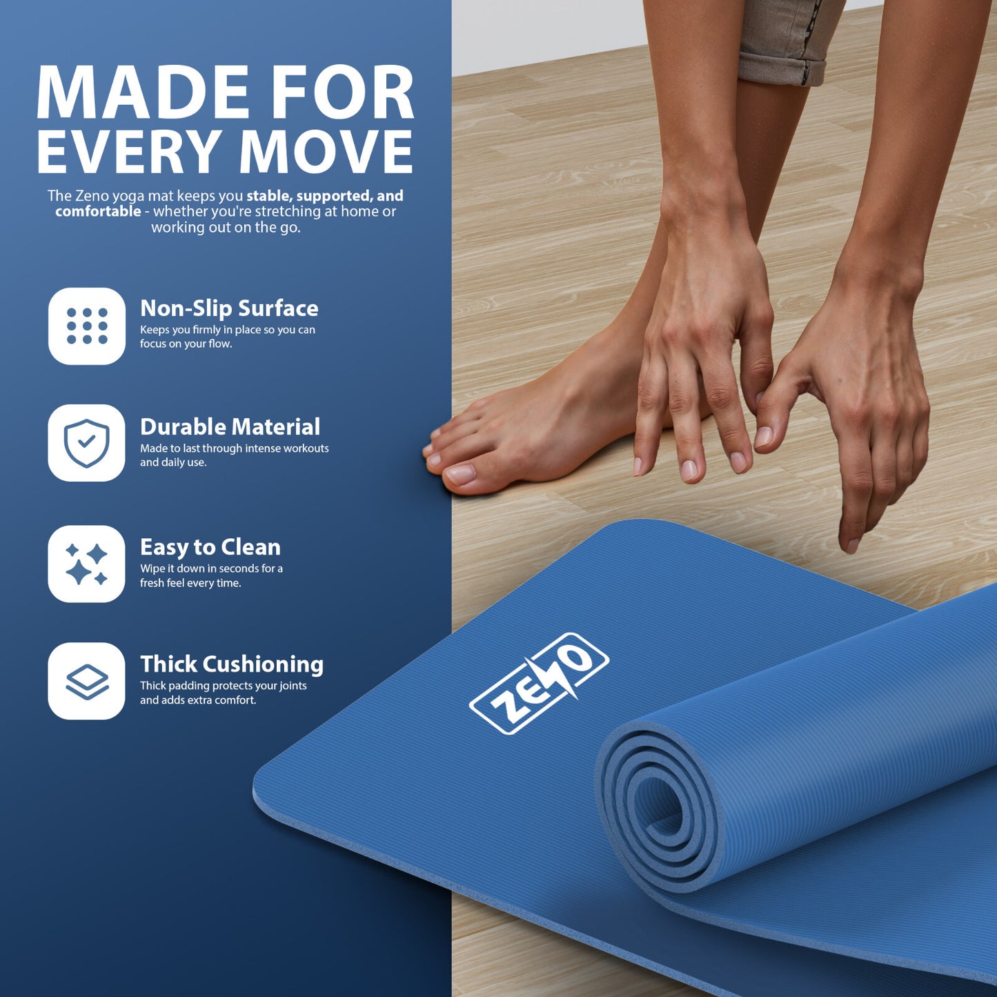 YOGA MAT 10MM THICK EXERCISE MAT GYM WORKOUT FITNESS PILATES HOME NON SLIP NBR