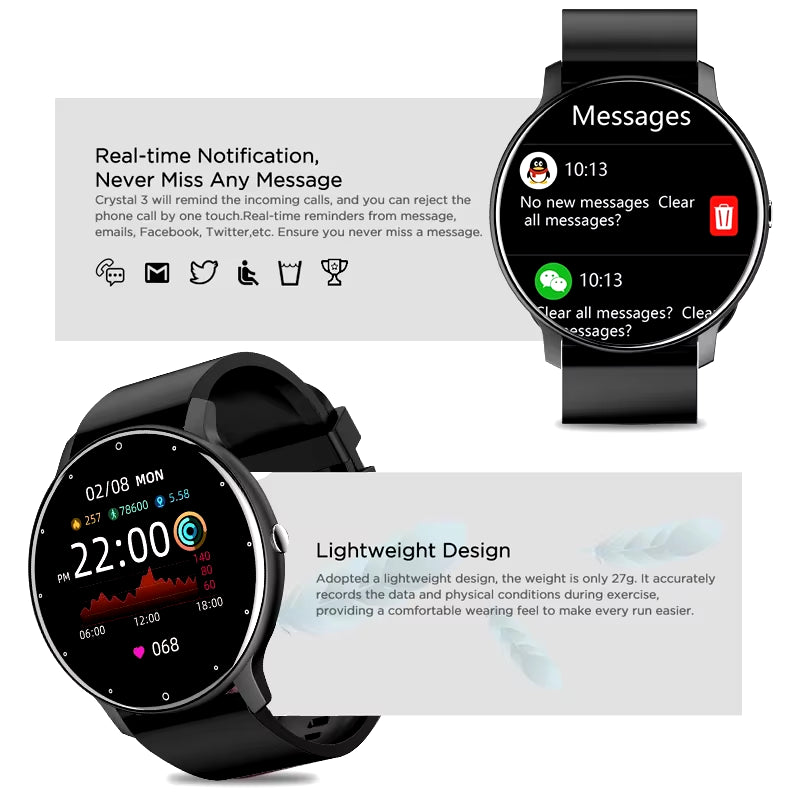 2025 Smartwatch for Men and Women - Fitness Tracker with Heart Rate Monitor, Waterproof Design, Compatible with Xiaomi, Android, and iOS