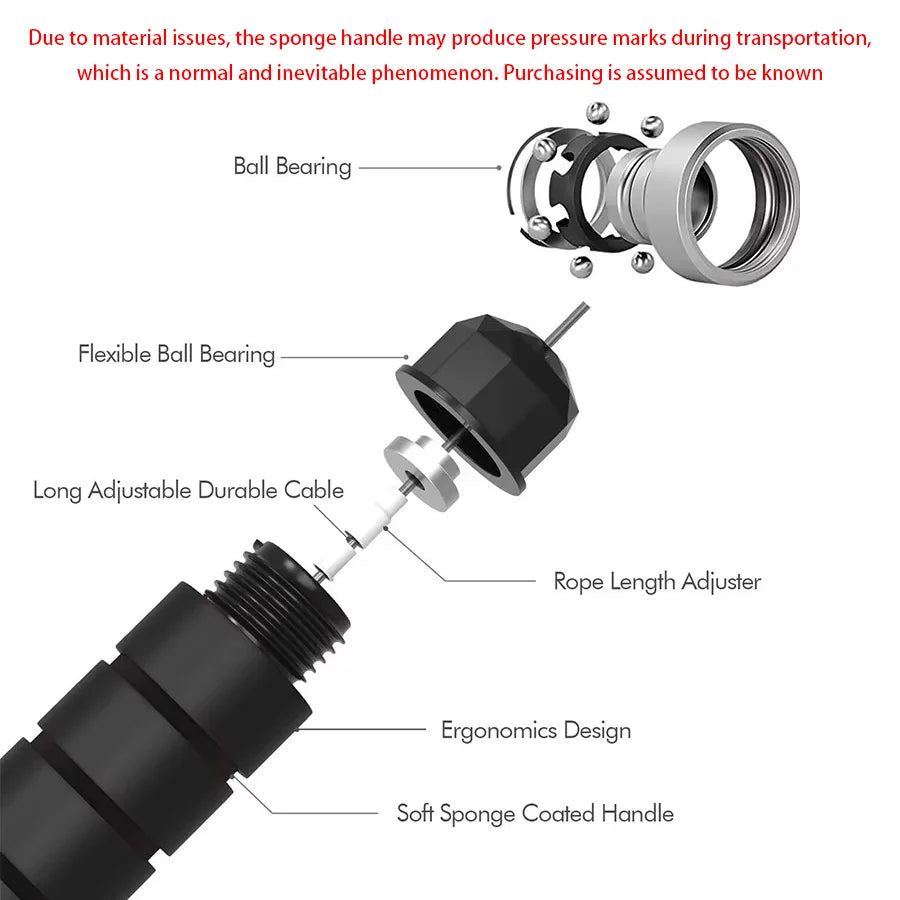 Adjustable Tangle-Free Speed Jump Rope with Ball Bearings and Foam Handles for Home Fitness and Body Slimming Workouts