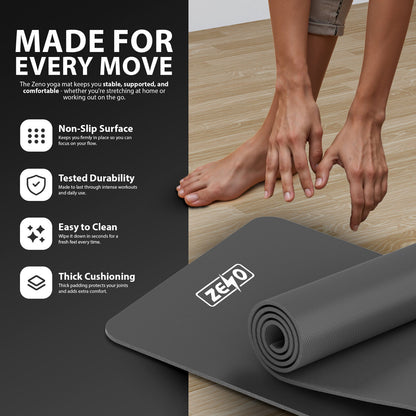 YOGA MAT 10MM THICK EXERCISE MAT GYM WORKOUT FITNESS PILATES HOME NON SLIP NBR