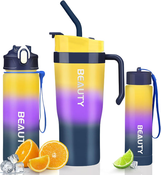 1200ML Water Bottle, 620 ML Motivational Water Bottle with Time Markings Drink,
