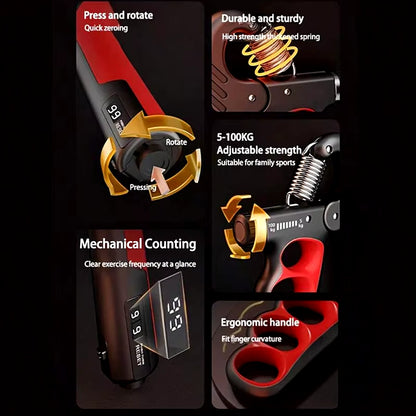 Adjustable Grip Strength Trainer for Muscle Recovery and Hand Fitness - 5-60/100/150Kg Resistance Levels