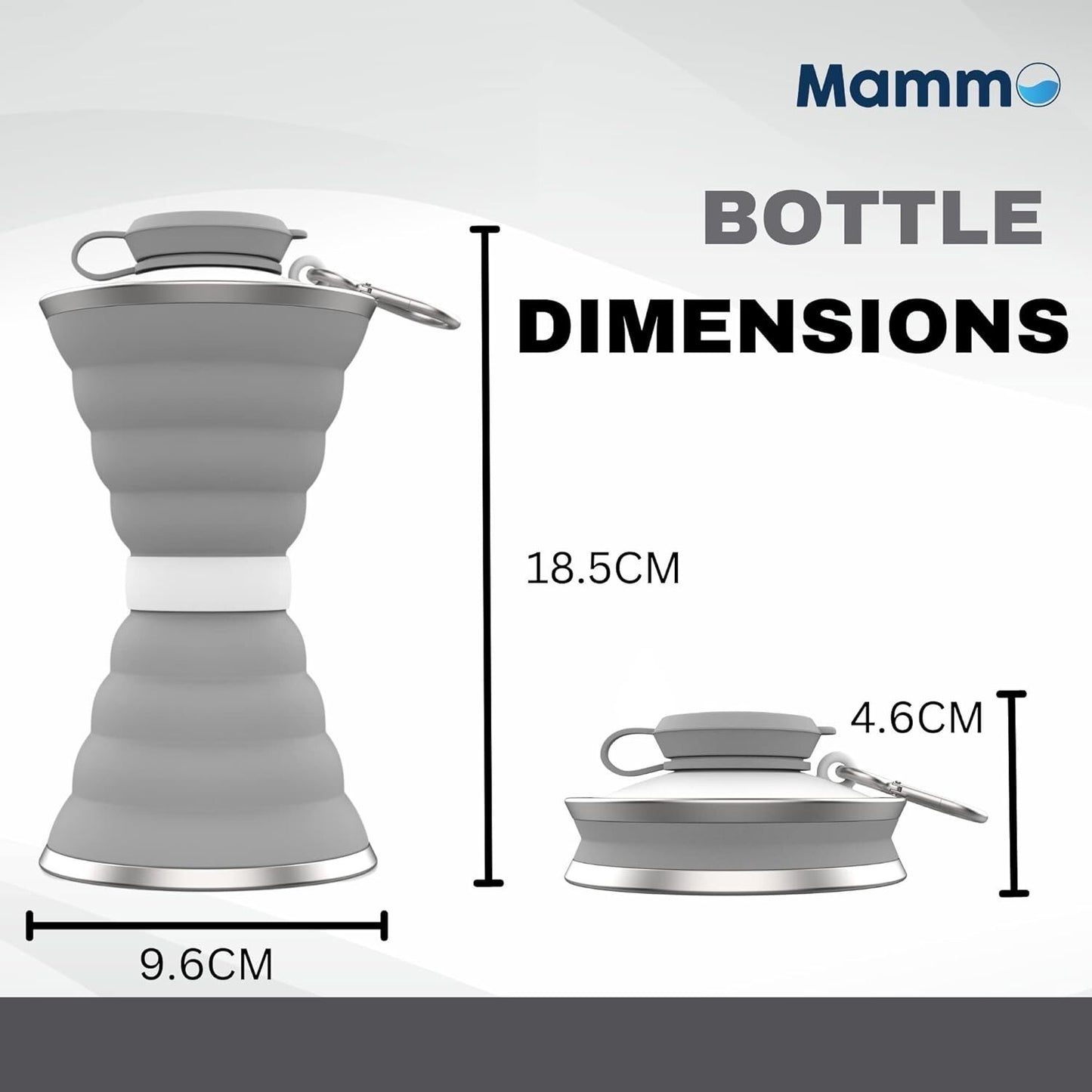 MAMMO Collapsible Water Bottle - 500Ml Foldable Water Bottle BPA Free Soft Flask