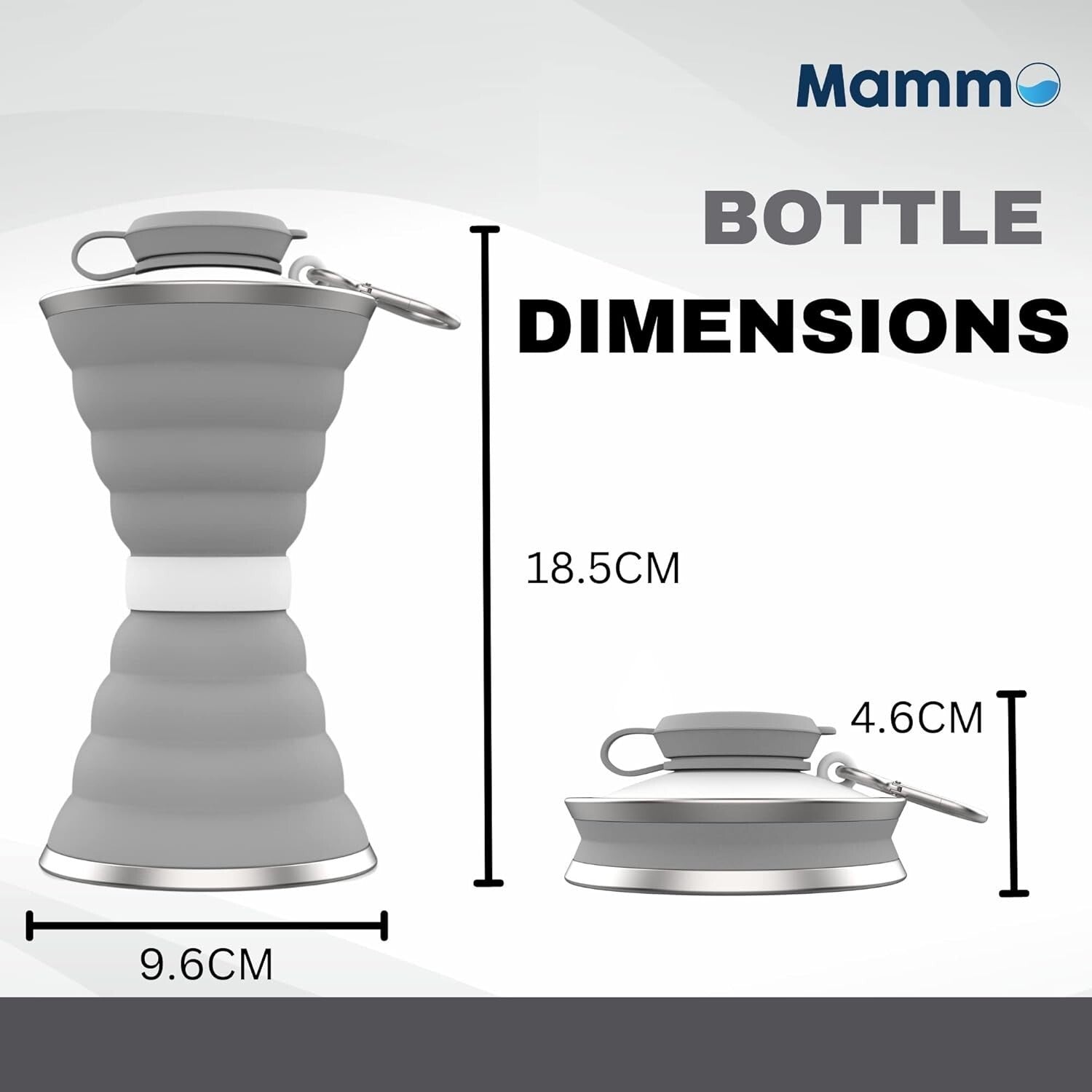 MAMMO Collapsible Water Bottle - 500Ml Foldable Water Bottle BPA Free Soft Flask