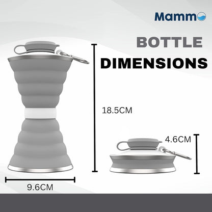 MAMMO Collapsible Water Bottle - 500Ml Foldable Water Bottle BPA Free Soft Flask