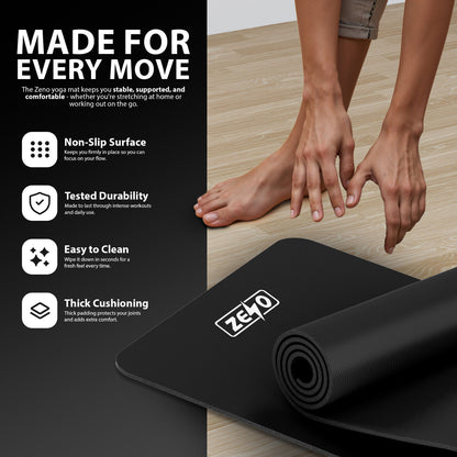 YOGA MAT 10MM THICK EXERCISE MAT GYM WORKOUT FITNESS PILATES HOME NON SLIP NBR