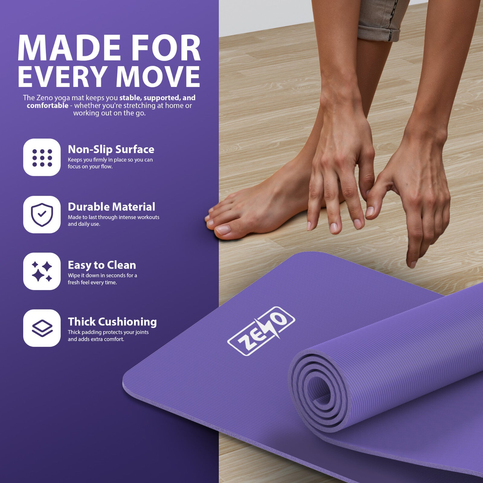 YOGA MAT 10MM THICK EXERCISE MAT GYM WORKOUT FITNESS PILATES HOME NON SLIP NBR