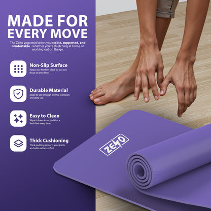 YOGA MAT 10MM THICK EXERCISE MAT GYM WORKOUT FITNESS PILATES HOME NON SLIP NBR