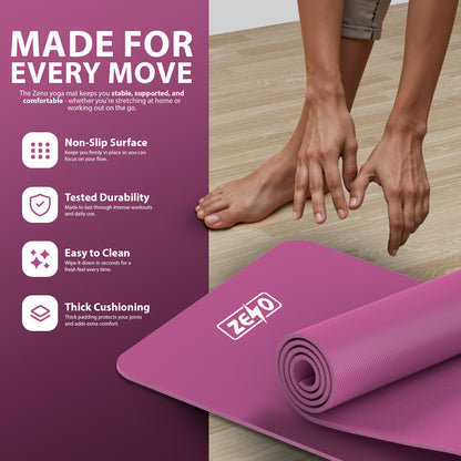 YOGA MAT 10MM THICK EXERCISE MAT GYM WORKOUT FITNESS PILATES HOME NON SLIP NBR