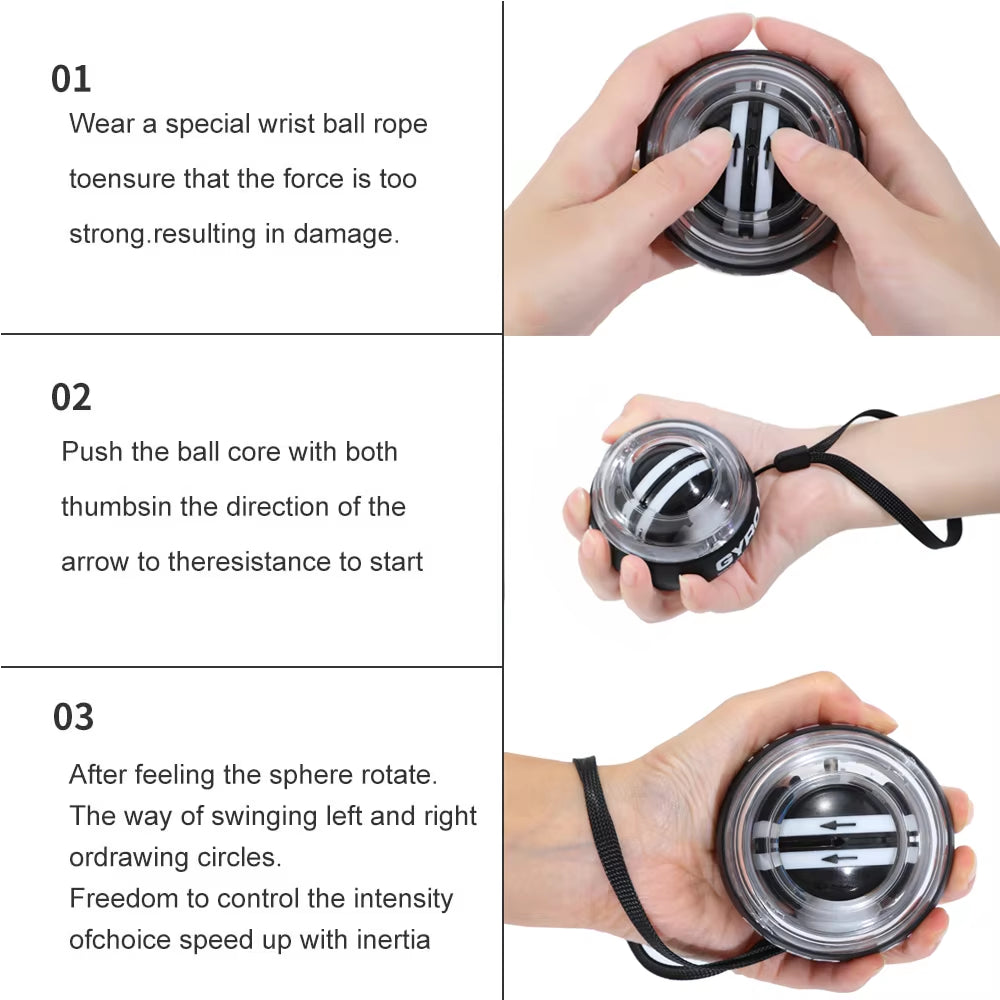 Wrist Gyro Ball Power Trainer - Self-Starting Forearm and Wrist Strengthening Device for Enhanced Arm and Finger Muscle Development