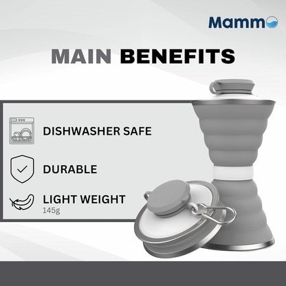 MAMMO Collapsible Water Bottle - 500Ml Foldable Water Bottle BPA Free Soft Flask