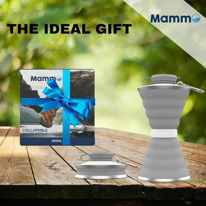MAMMO Collapsible Water Bottle - 500Ml Foldable Water Bottle BPA Free Soft Flask