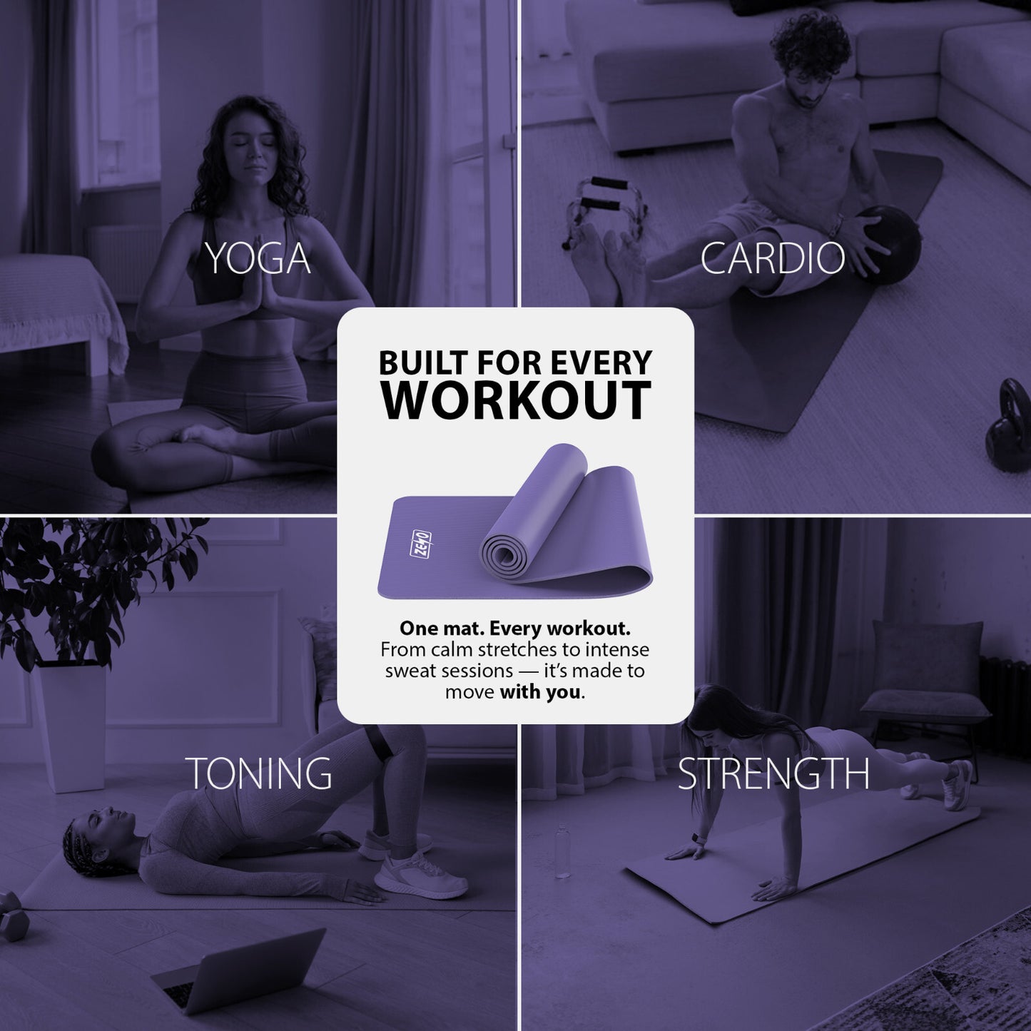 YOGA MAT 10MM THICK EXERCISE MAT GYM WORKOUT FITNESS PILATES HOME NON SLIP NBR