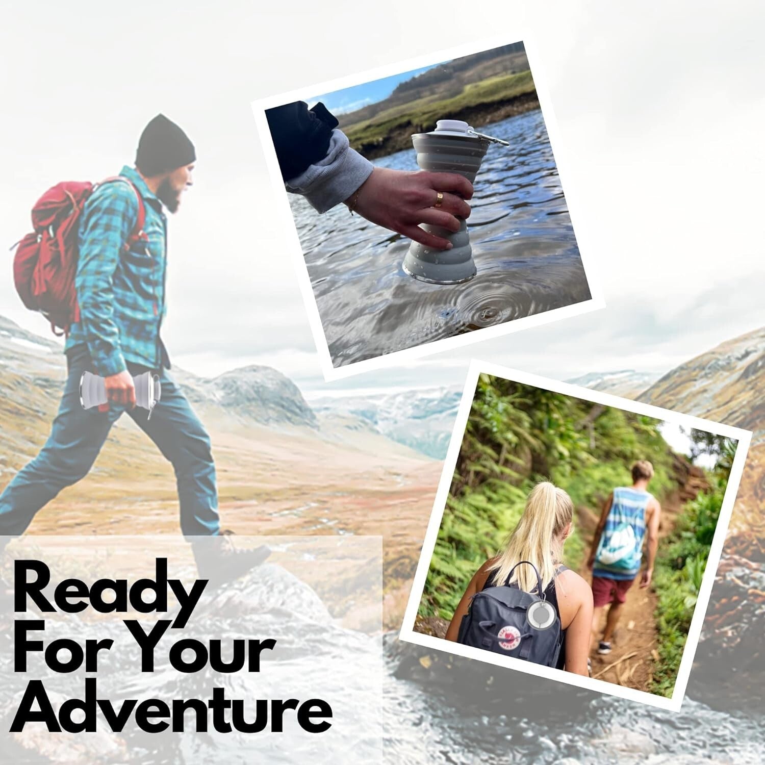 MAMMO Collapsible Water Bottle - 500Ml Foldable Water Bottle BPA Free Soft Flask