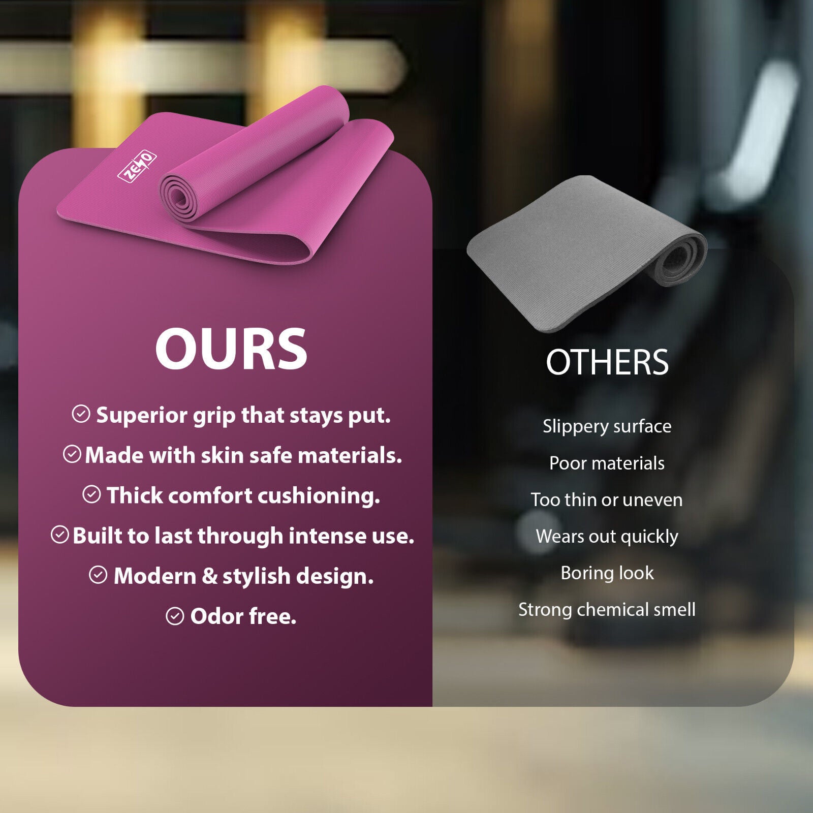 YOGA MAT 10MM THICK EXERCISE MAT GYM WORKOUT FITNESS PILATES HOME NON SLIP NBR